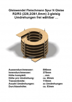 Fleischmann Spur N Gleise R2/R3 2-gleisig 228,2/261,8mm - Gewindestangen -