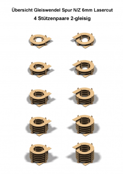 Fleischmann Spur N Gleise 2-gleisig 194,6/228,2mm - 6mm Lasercut -