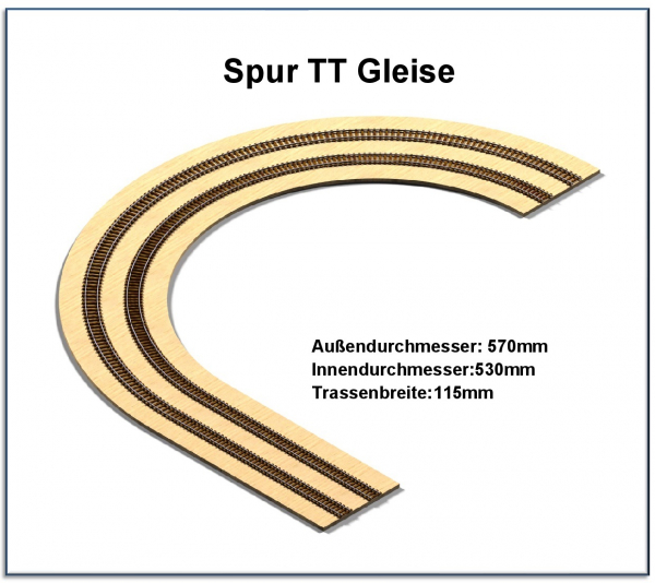 TT-Gleise R11/R21 2-gleisig 310/353mm Lasercut