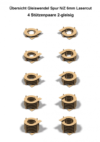 Fleischmann Spur N Gleise 2-gleisig 194,6/228,2mm - 6mm Lasercut -